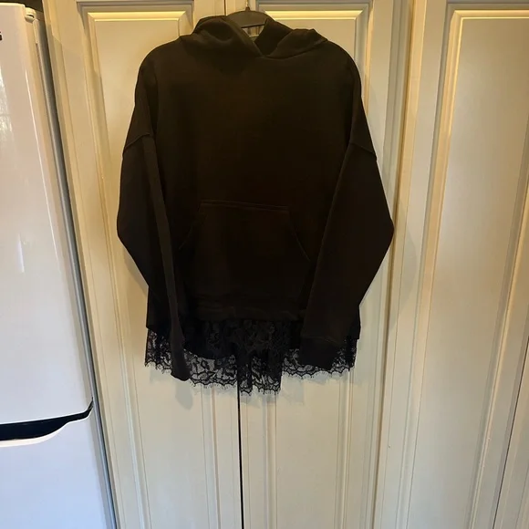 🖤🤘NWT!!! All Saints "Lee" Black Lace Open Back Hoodie - Picture 5 of 10